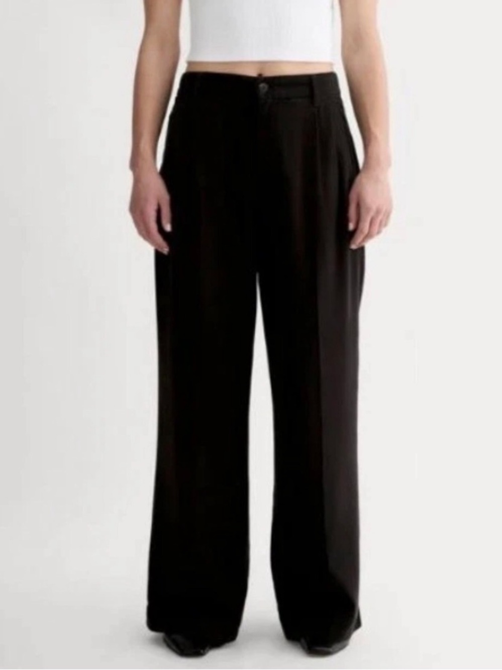 NWT Everlane Black Pleated Wide Leg Chino Trouser Pants Women’s‎ Size 12